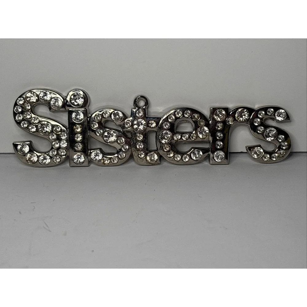 Sisters Silver Metal Rhinestone Christmas Ornament Bling 5.5